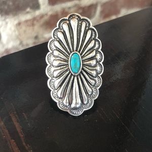 Turquoise & Silver Concho Ring
